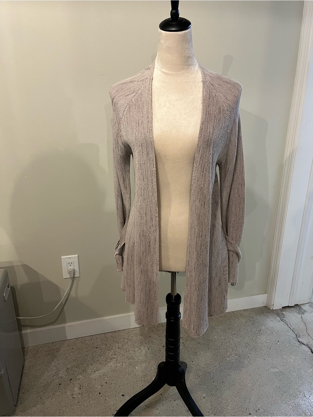 NIC+ZOE Light Taupe Open-Front Knit Cardigan